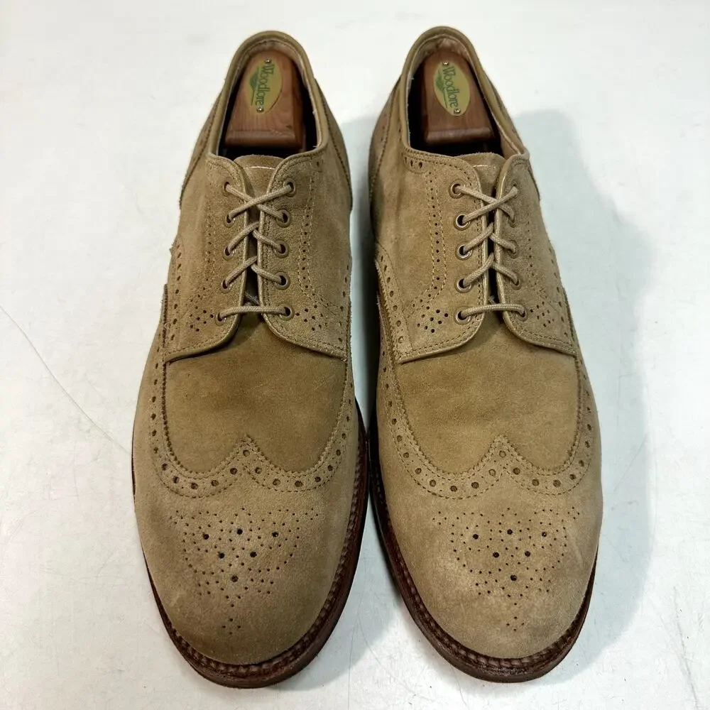 EUC Alden x J. Crew Alden 20984 Camel Suede Short Wing Tip Blucher USA 10.5 D